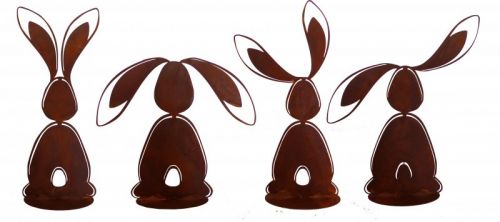 Badeko | Tuinbeeld konijn Bunny | Set van 4 | Cortenstaal | 33 cm