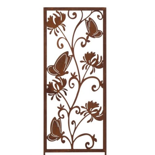 Tuinstok Flacko | met vlinderpatroon | rechthoek | Ijzer | bruin met patina | 115cm