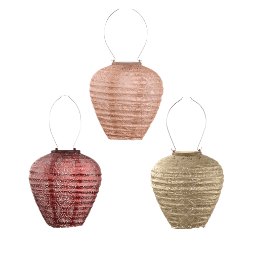 LUMIZ | Solar-lampion 3-delige set | Modellen Ballon Occult, Ballon Mandela & Ballon Mosaic | Koper, Goud & Roze