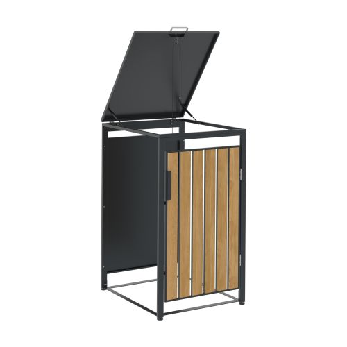 Garden Impressions | Containerberging BinPort uitbreiding | Carbon Black / Light Teak-look | 68 x 80 x 118 cm