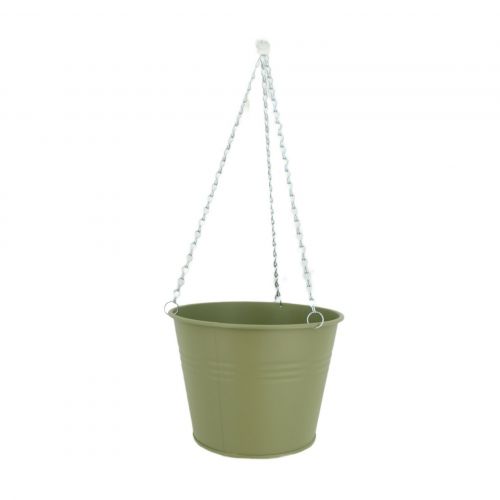 Metalen plantenbak met hanger | Mosgroen | 21x21x16cm