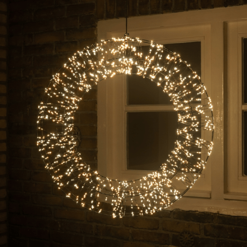LED Krans Metaal Kerstverlichting | 1800 LEDs Knipperfunctie | 58 × 12 cm | Classic Warm Wit | Anna's Collection