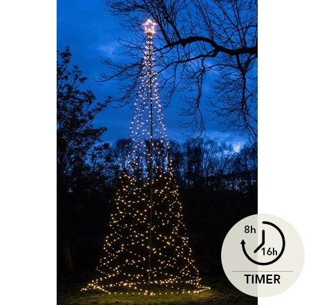 Buitenkerstboom met ster | 500cm | 836 LED's | Warmwit | Inclusief mast