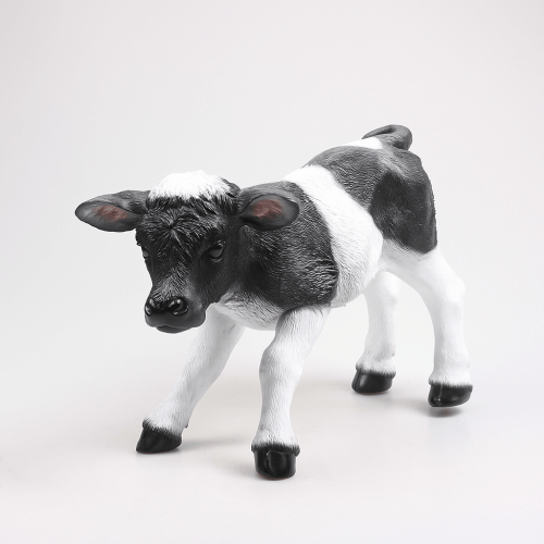 Tuinbeeld Staand Kalf | zwart-wit | 48 x 21 x 33 cm