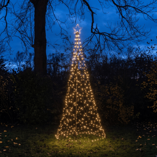 LED Kerstboom met Ster Buiten | 480 LEDs | Ø 100 × 320 cm | Classic Warm Wit incl. Paal | Anna's Collection