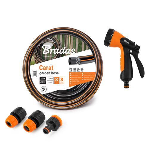Bradas Carat Tuinslang 13 mm (1/2") + Koppelingen en Spuitmond – Compleet Set 50 m