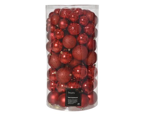 Kerstballen | Polystyreenmix | Rood | 3-delig combinatieset | 100 stuks