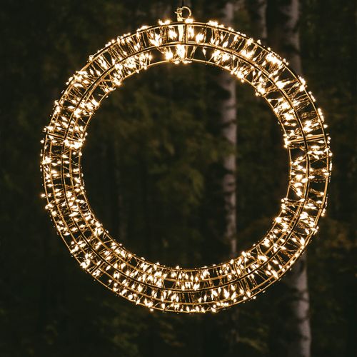 Krans metaal zwart | 58x12 cm | 1800 LEDs | Warm wit | Anna's Collection