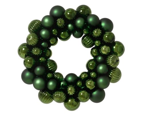 Kerstballenkrans | Polystyreen | Glanzend-matte mix | Groen