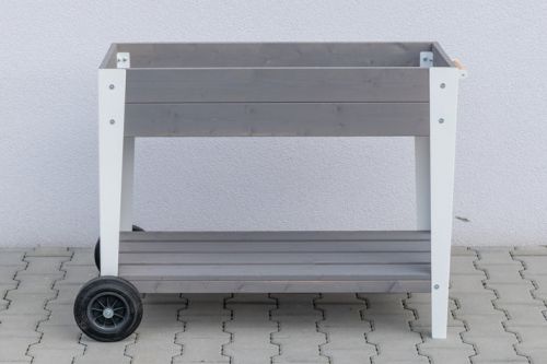 Moestuinbak | Grijs met witte metalen elementen | 100x45x80cm
