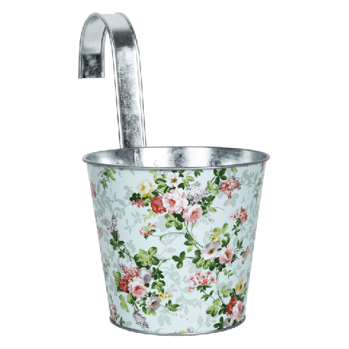 Esschert Design | Bloempot rozenprint met haak | Staal | Ø16xH26