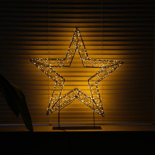 3D Ster op voet,zwart metaal | 56x5 cm | 1200 LEDs | Warmweiß | Anna's Collection