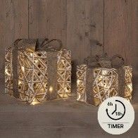 Cadeau doos | 15 LED | warm wit | 15 & 20 cm | Set van 2 | Anna's Collection