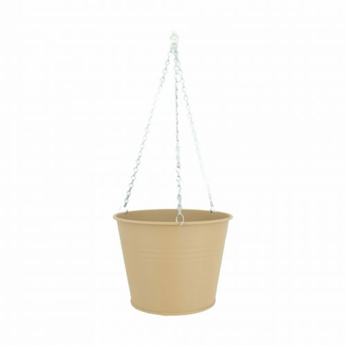 Metalen plantenbak met hanger | Zand | 21x21x16cm