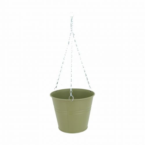 Metalen plantenbak met hanger | Mosgroen | 16x16x12cm