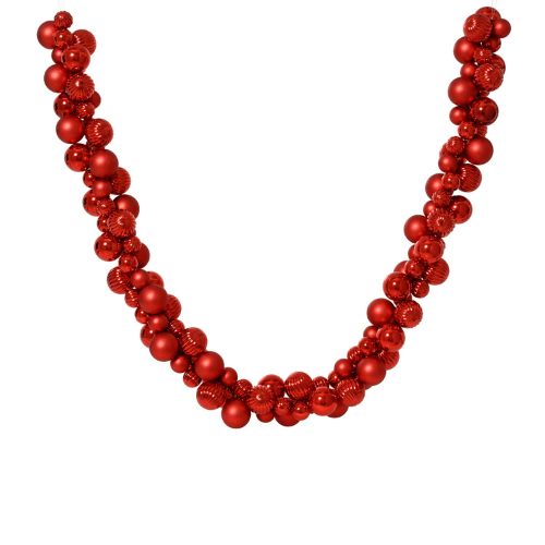 Kerstballenslinger | Polystyreen | Glanzend-matte mix | Rood | 180 cm