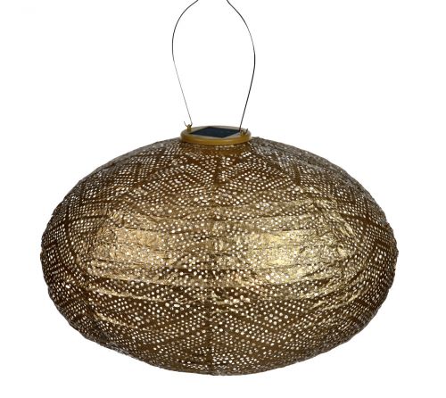 LUMIZ solar lampion Ovaal | Ikat | Goud | D 40 H 27 cm
