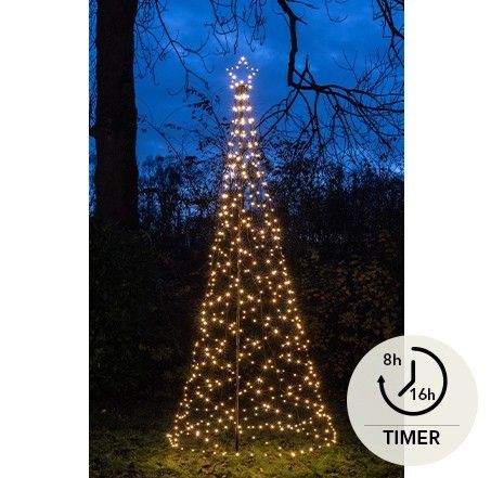 Buitenkerstboom met ster | 320cm | 480 LED's | Warmwit | Inclusief mast