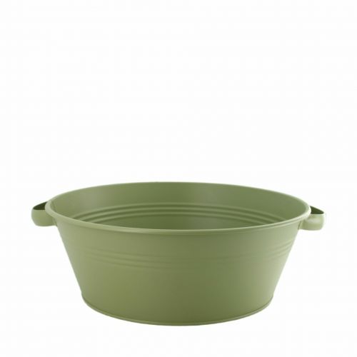 Metalen kom met handvat | Mosgroen | 45x40x15cm