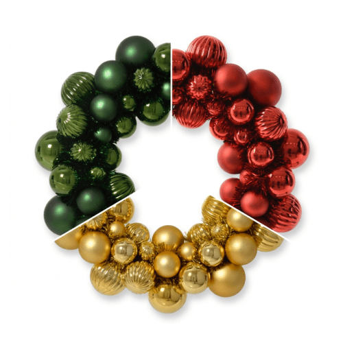 Kerstballenkrans | Kunststof | glanzend-matte mix | Ø 38 cm | in 3 kleuren