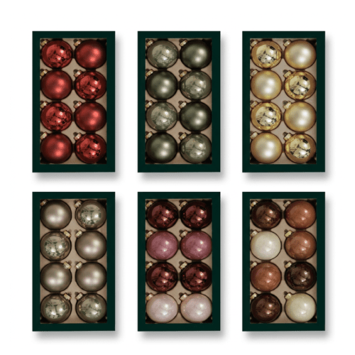 Kerstballen set van 8 | Glas | Glanzend | Ø 80 mm | in 7 kleuren