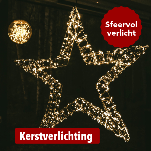 Grote verlichte kerstster met warmwitte lampjes als kerstverlichting voor buiten